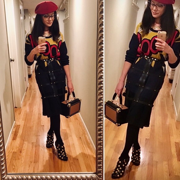 100% Leather harness bondage cage pencil skirt belt XS - Picture 7 of 9